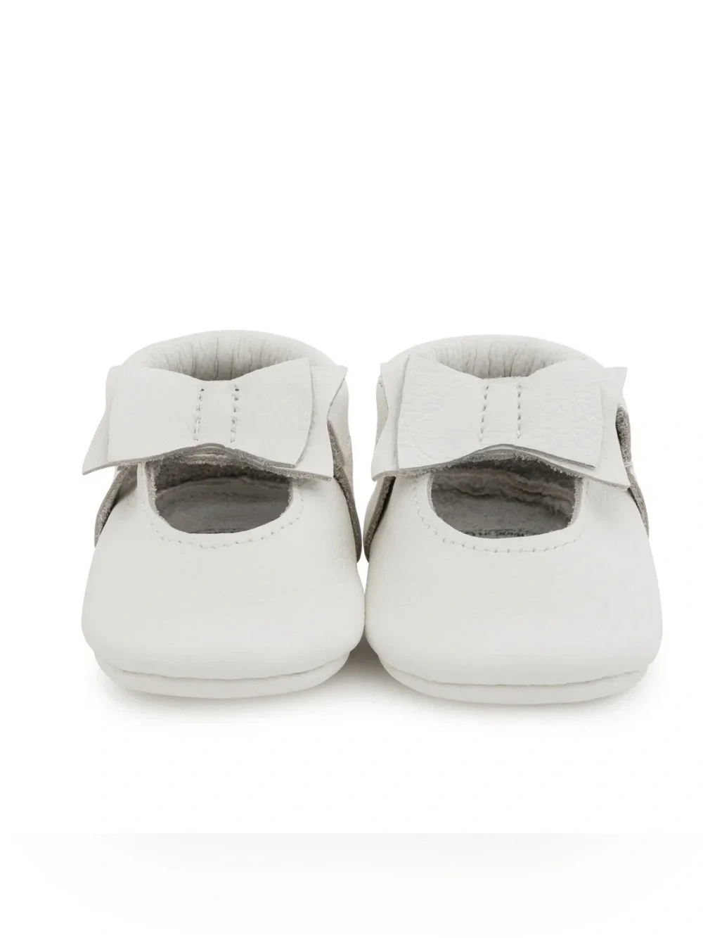 New BirdRock Moccasins Baby Girl White Bow Size 5.5 NWOT